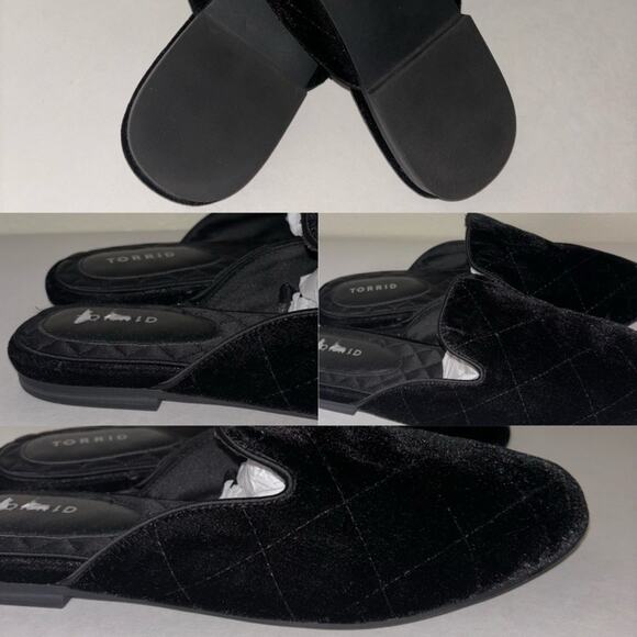 Torrid Black Velvet Quilted Mules Slip On flats Women's Size 7.5W (Wide) - Picture 14 of 16